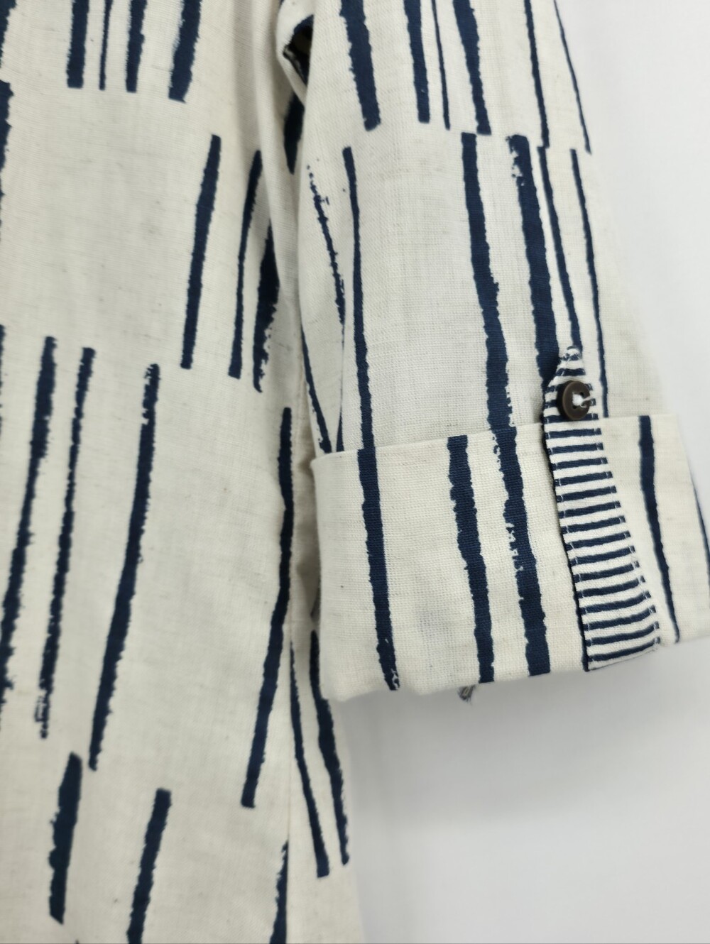 Utsa Cotton Linen Blend Coastal Lagenlook Abstract Tunic Hi Low Small - Picture 8 of 15
